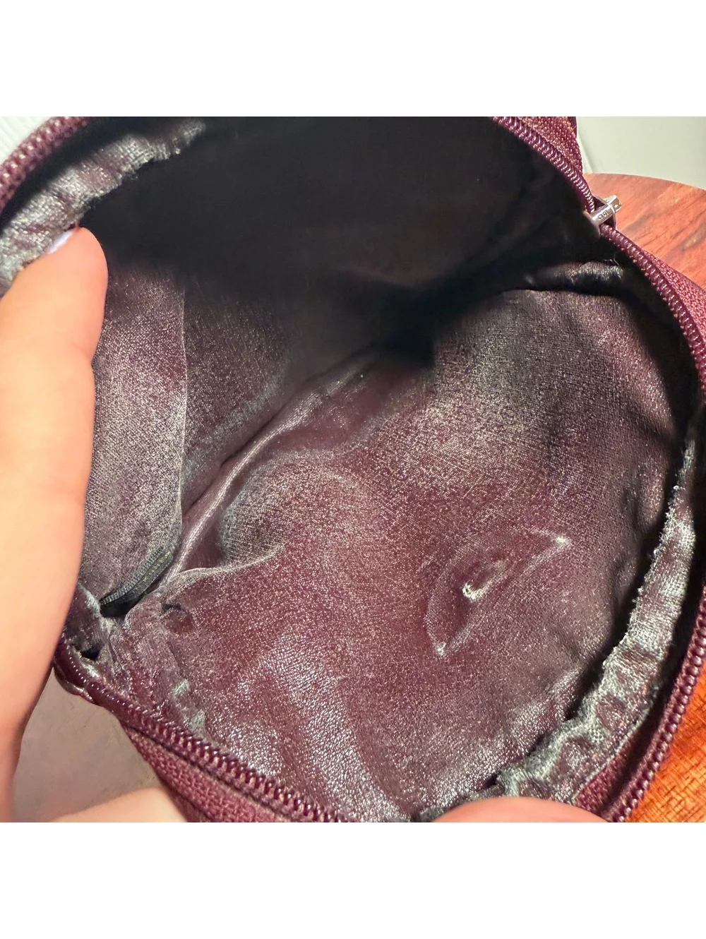 Vintage Etienne Aigner Burgundy Oxblood Leather Mini Coin Purse Wallet Zip Pouch